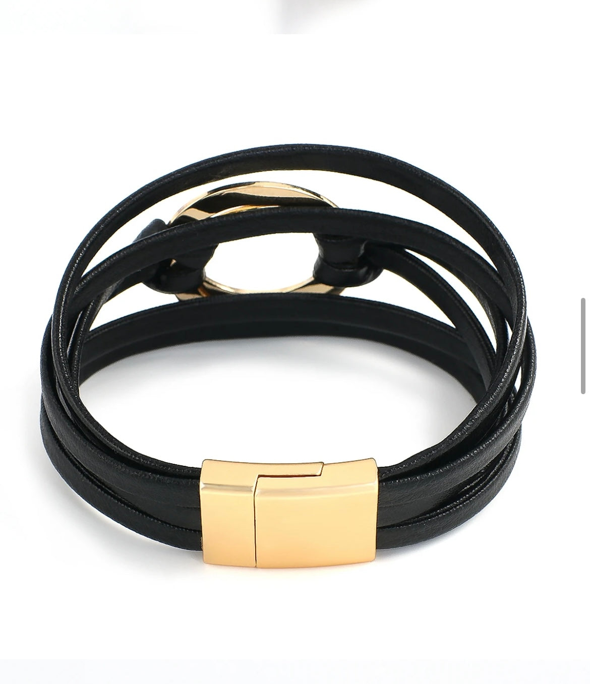 Midnight bracelet bangle with gold charm
