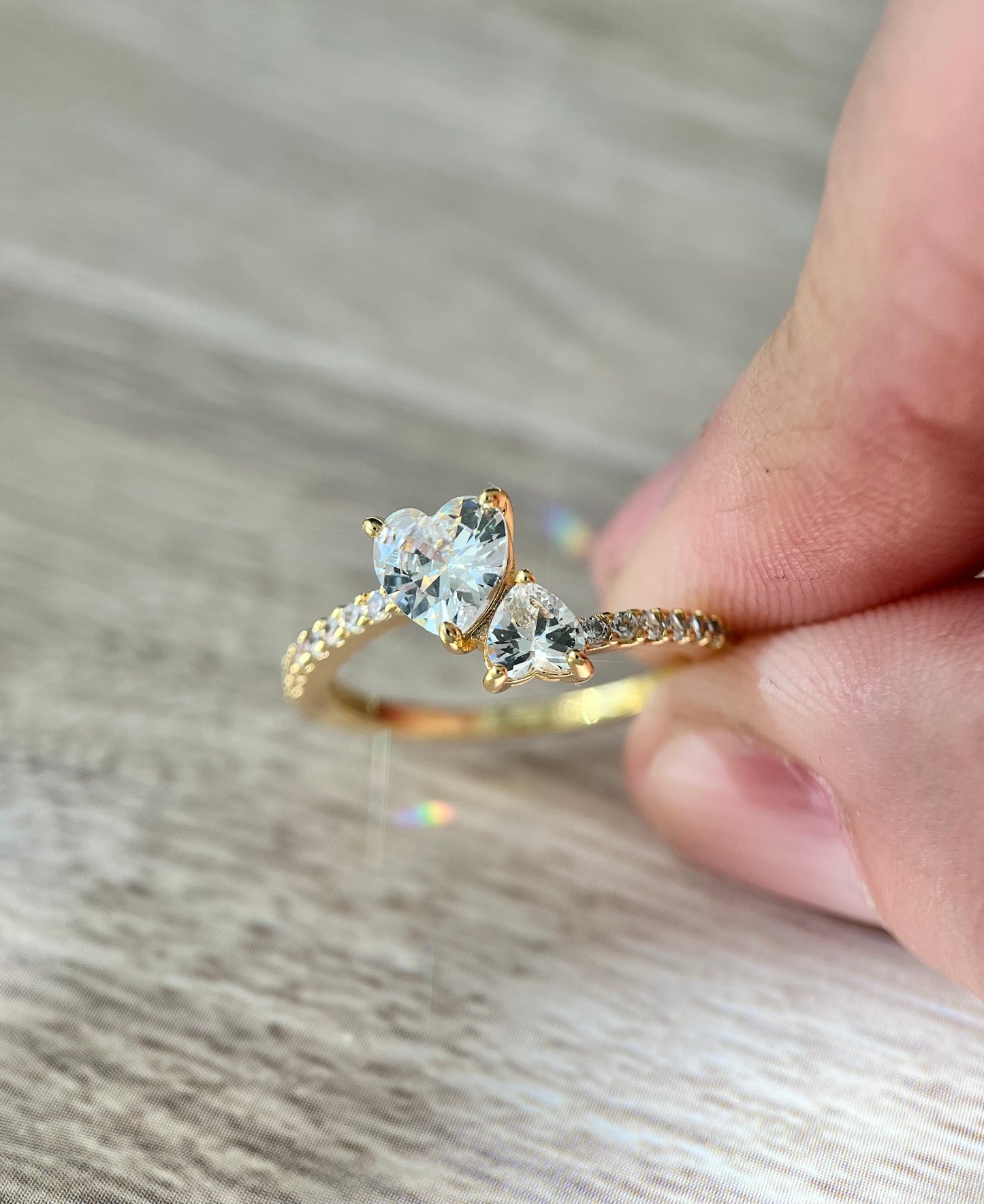 Golden heart duo ring