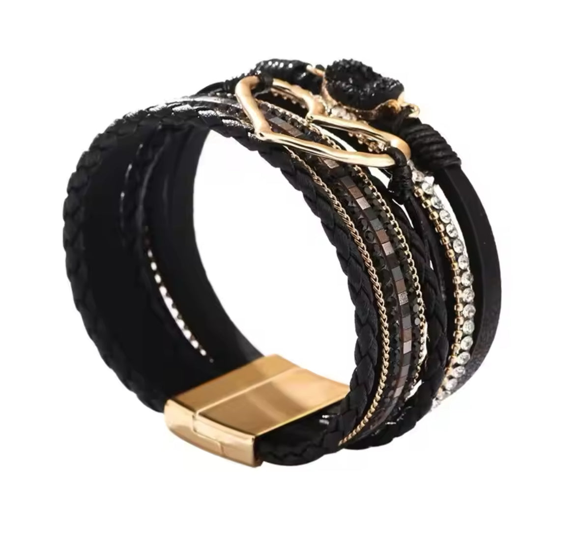Love heart charm bracelet bangle