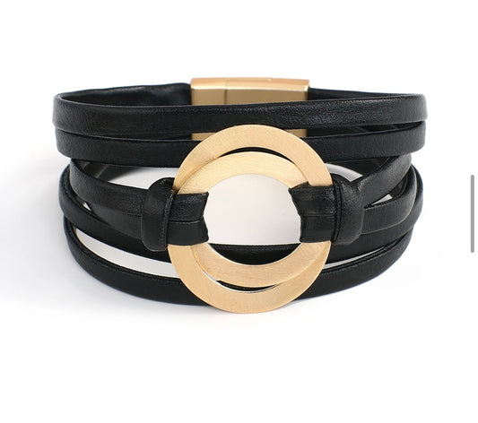 Midnight bracelet bangle with gold charm