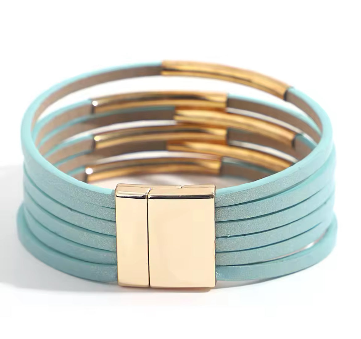 Sky blue and gold luxe bangle