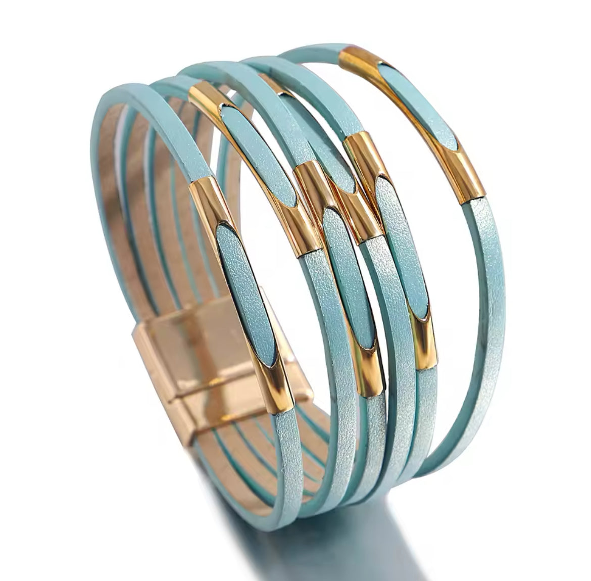 Sky blue and gold luxe bangle