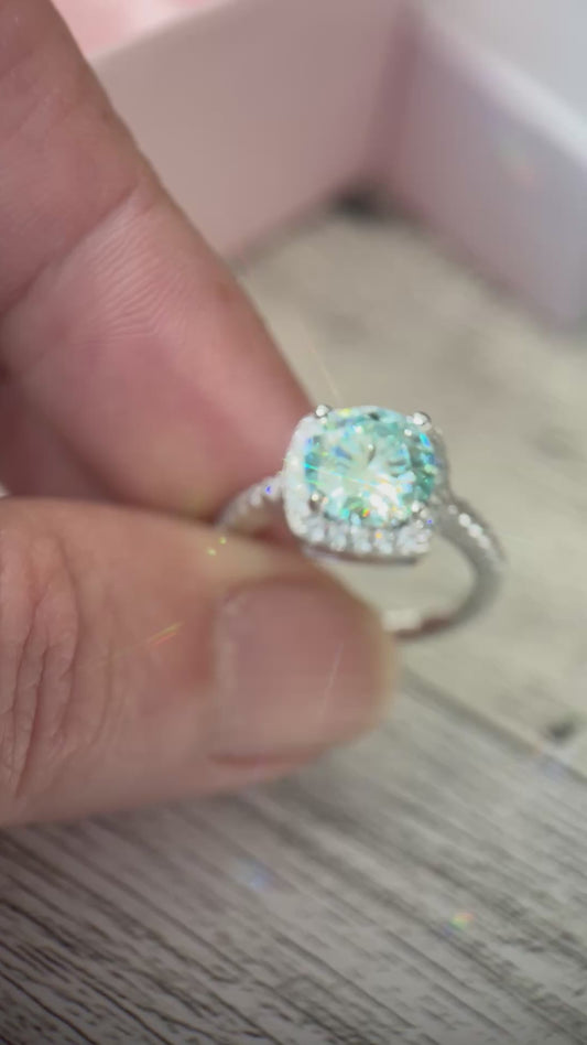 Aqua sunset Halo Moissanite 3 carats